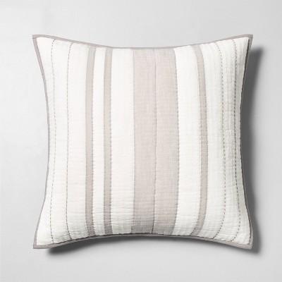 Euro Pillow Sham Woven Stripe Jet Gray - Hearth & Hand&#8482; with Magnolia