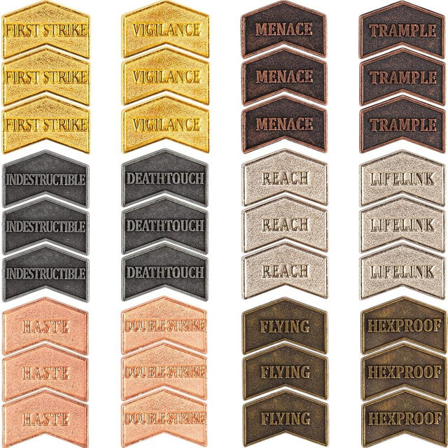 36 Pieces Magic The Gathering Antique Metal Token Counter MTG Keyword Counters Creature Stats Buff Tokens for CCG Card Gaming Accessories