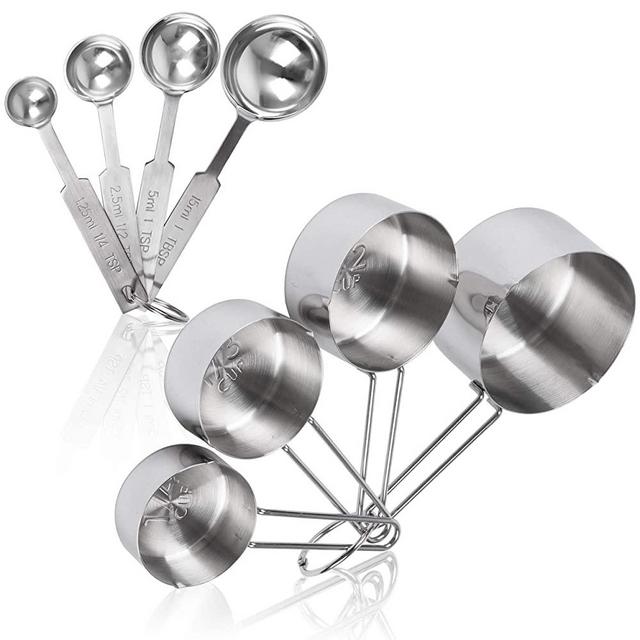 Stainless Steel Measuring Spoons Set of 8, Cups and Spoons Set - 8 Pieces Cooking and Baking Accessories and Tools