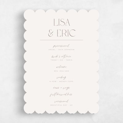 Beige Scalloped Wedding Program - Papyrus