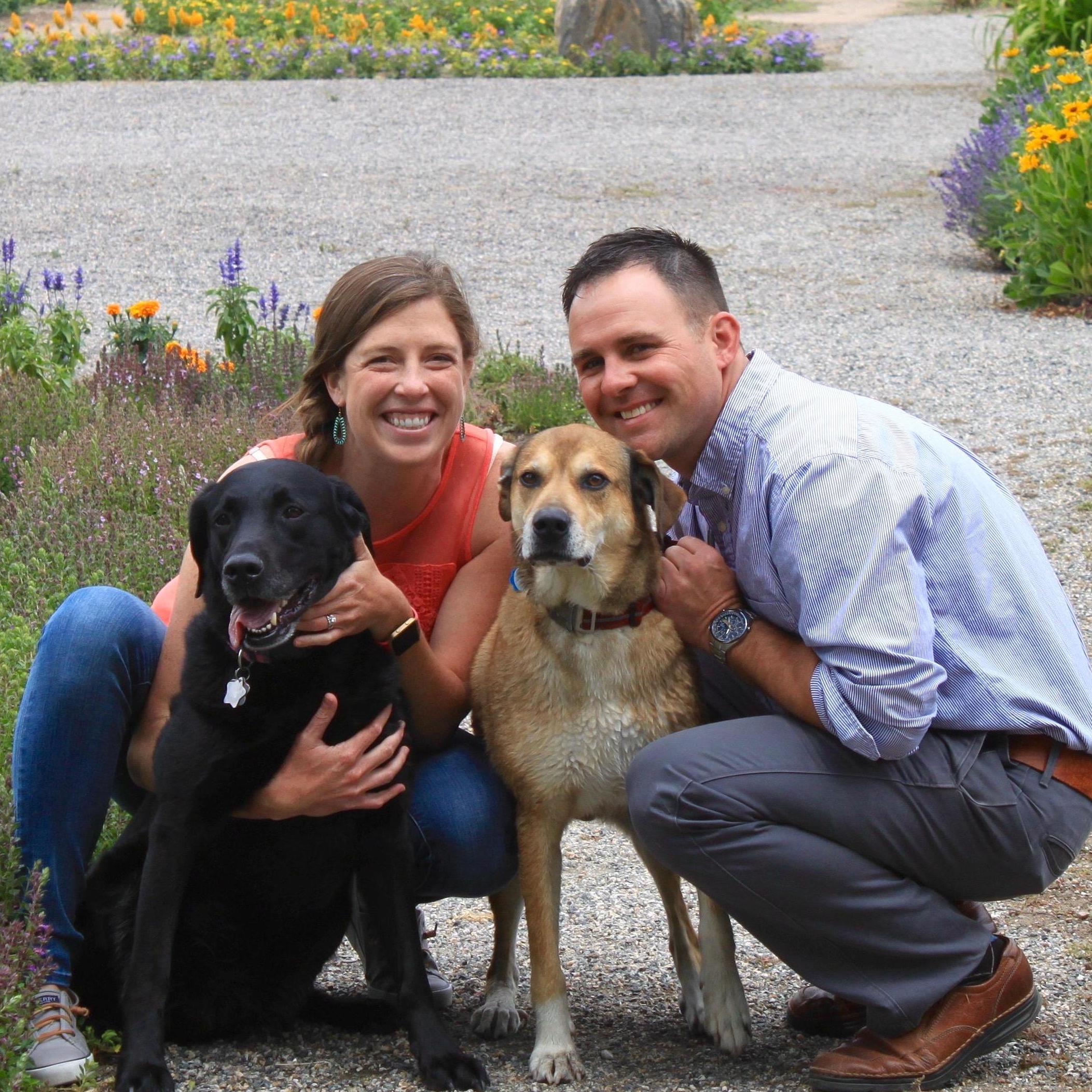 Our first almost-official family photo! The dogs were not impressed by the spectacle of the day.