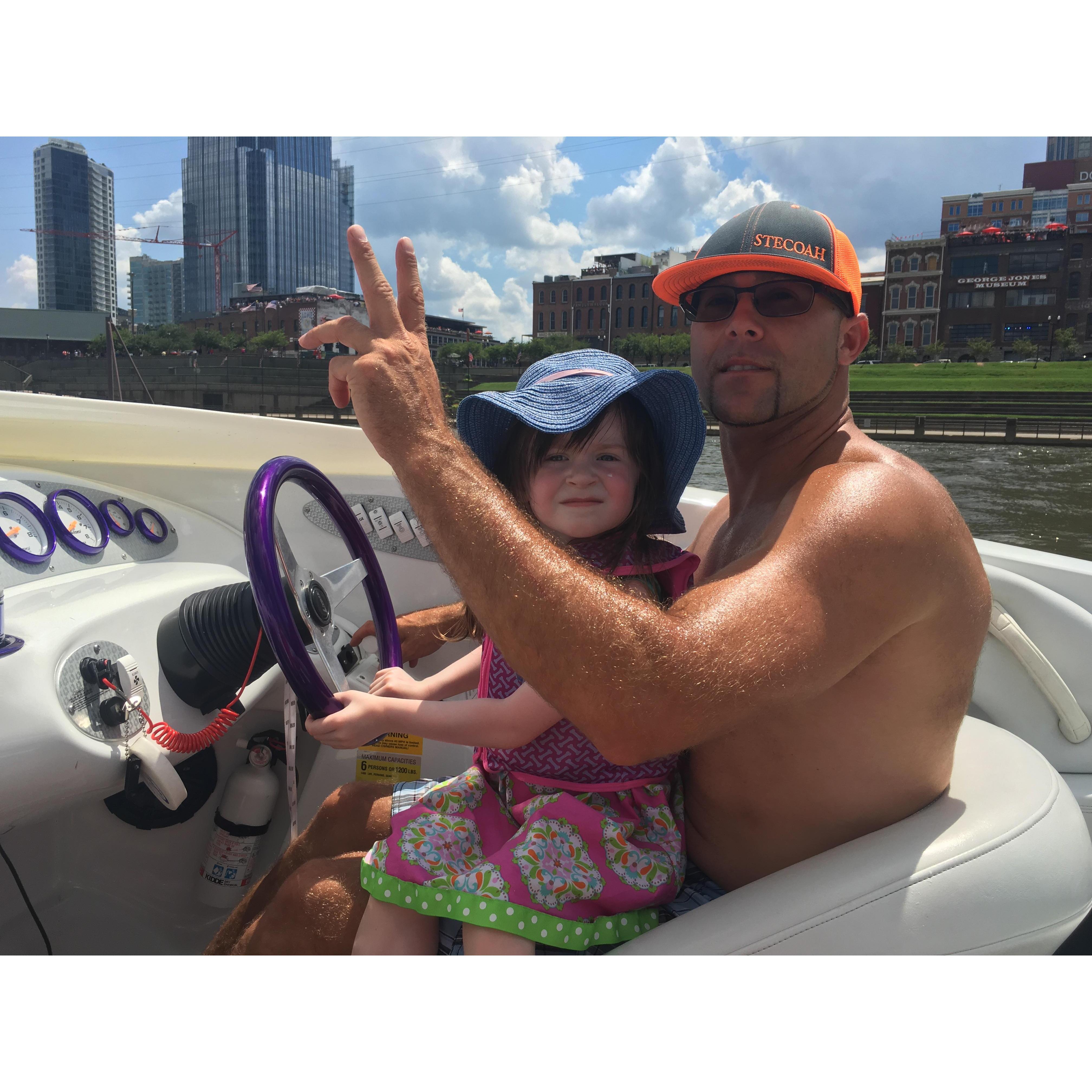 Downtown in a Boat?? Who was this guy that just jumped into the Cumberland River to make sure I was safe?
