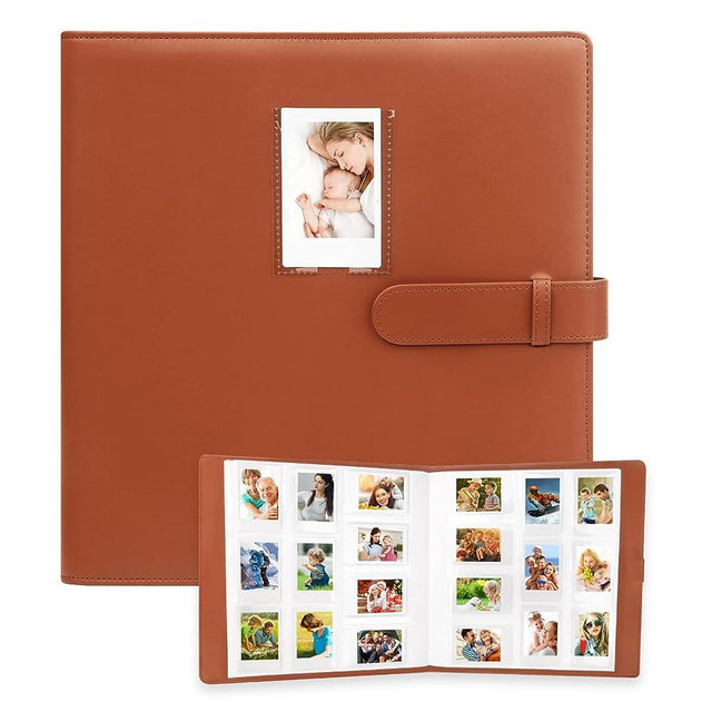 640 Pockets Photo Album for Fujifilm Instax Mini 12 11 9 40 90 8+ 8 LiPlay Instant Camera, Polaroid Snap/PIC-300/Z2300/ SocialMatic Instant Cameras & Zip Instant Printer (Brown)