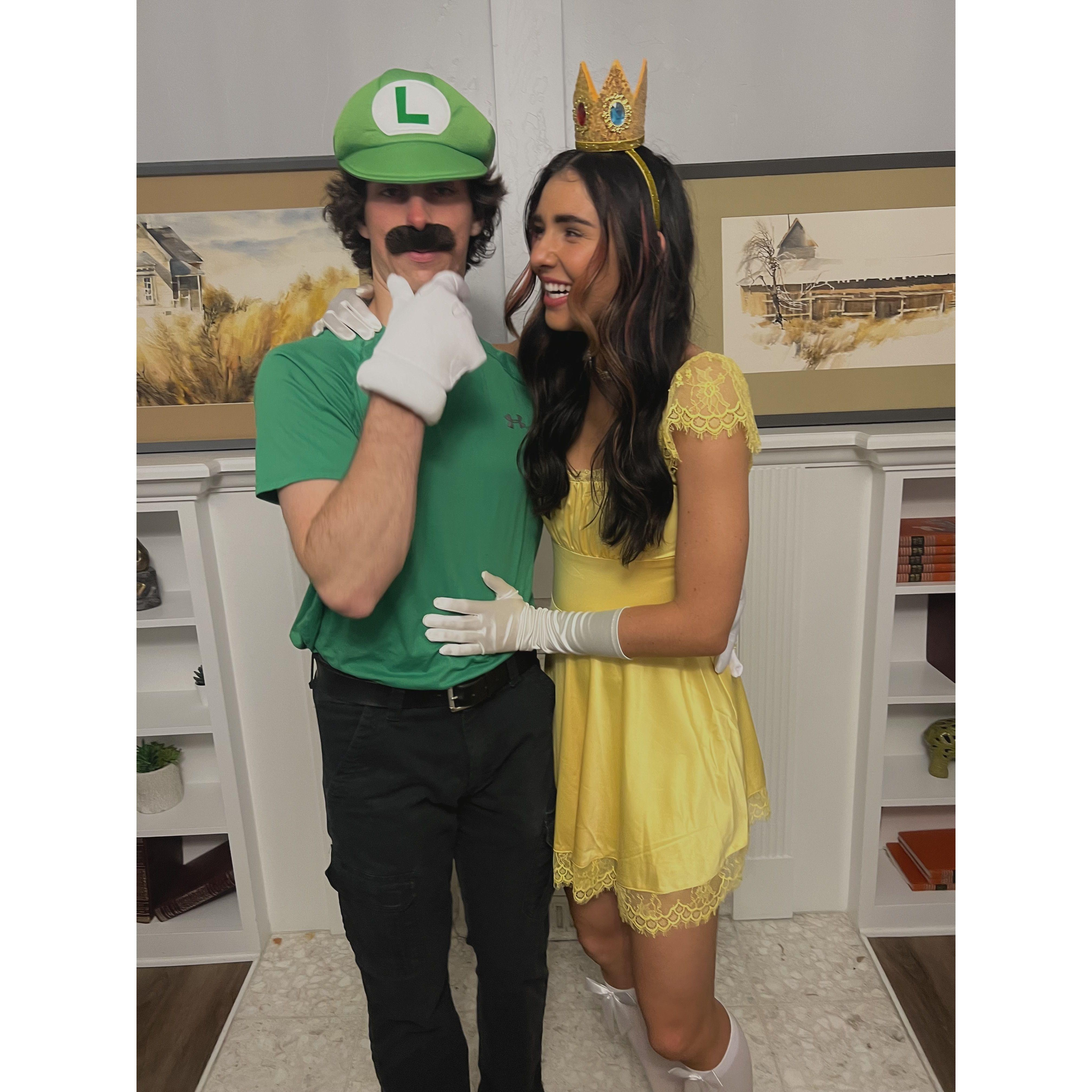 Second Halloween together! We were Luigi and Daisy and our friends were Mario and Peach.