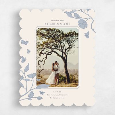Blue Scalloped Wedding Save the Date - Isabeau Photo