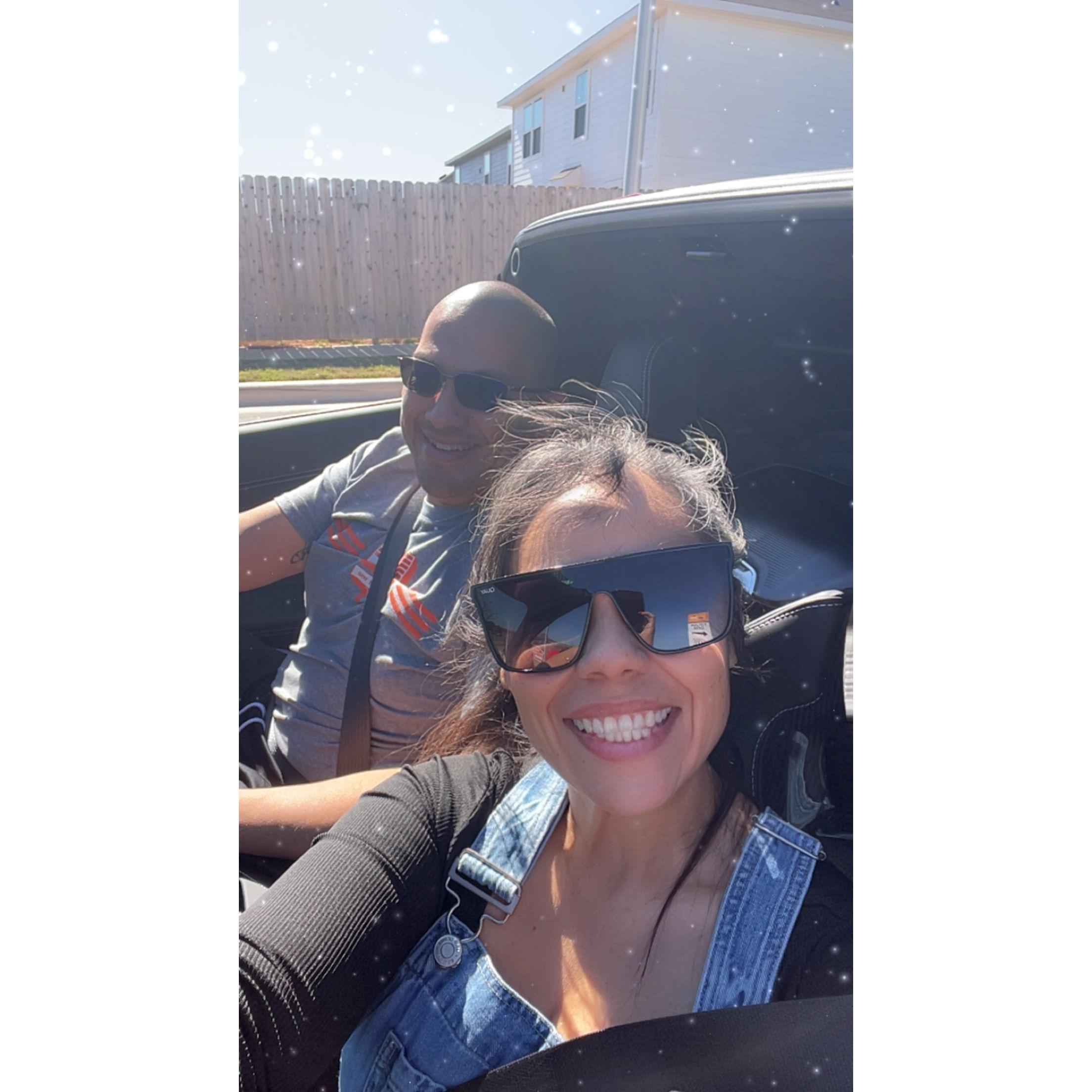 Taking Scarlet for a ride with the top down