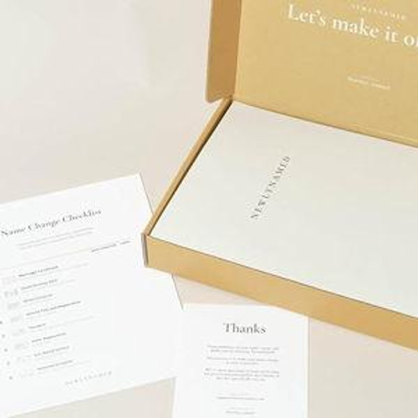 Name Change Box – Personalized Name Change After Marriage Kit – Wedding Registry Gift
