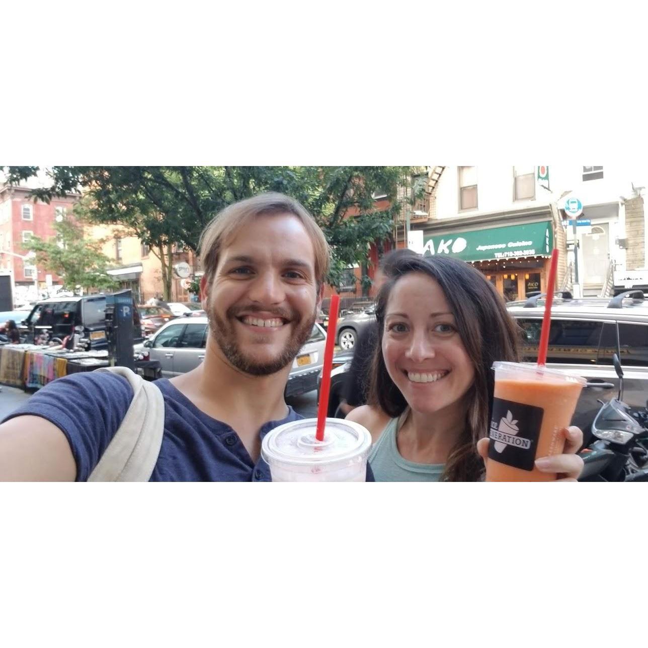 A treat after Justin's first hot yoga class!