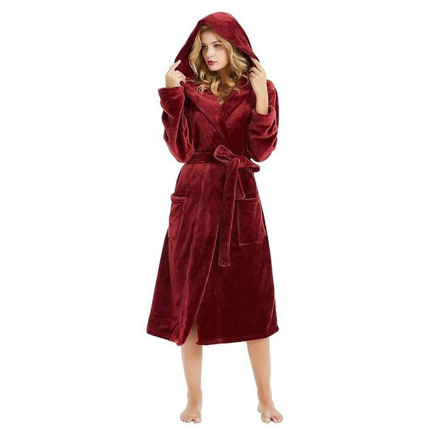 HEARTNICE Womens Hooded Fleece Robe, Soft Plush Bathrobe for Womens, Fluffy Cute Long House Coat