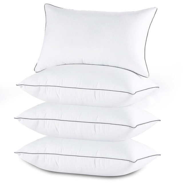 Sasttie Standard Pillows Set of 4, Full Size Bed Pillows for Side, Back, and Stomach Sleepers - Down Alternative Plump Filling - 4 Pack, Standard Size, 20x26 Inches