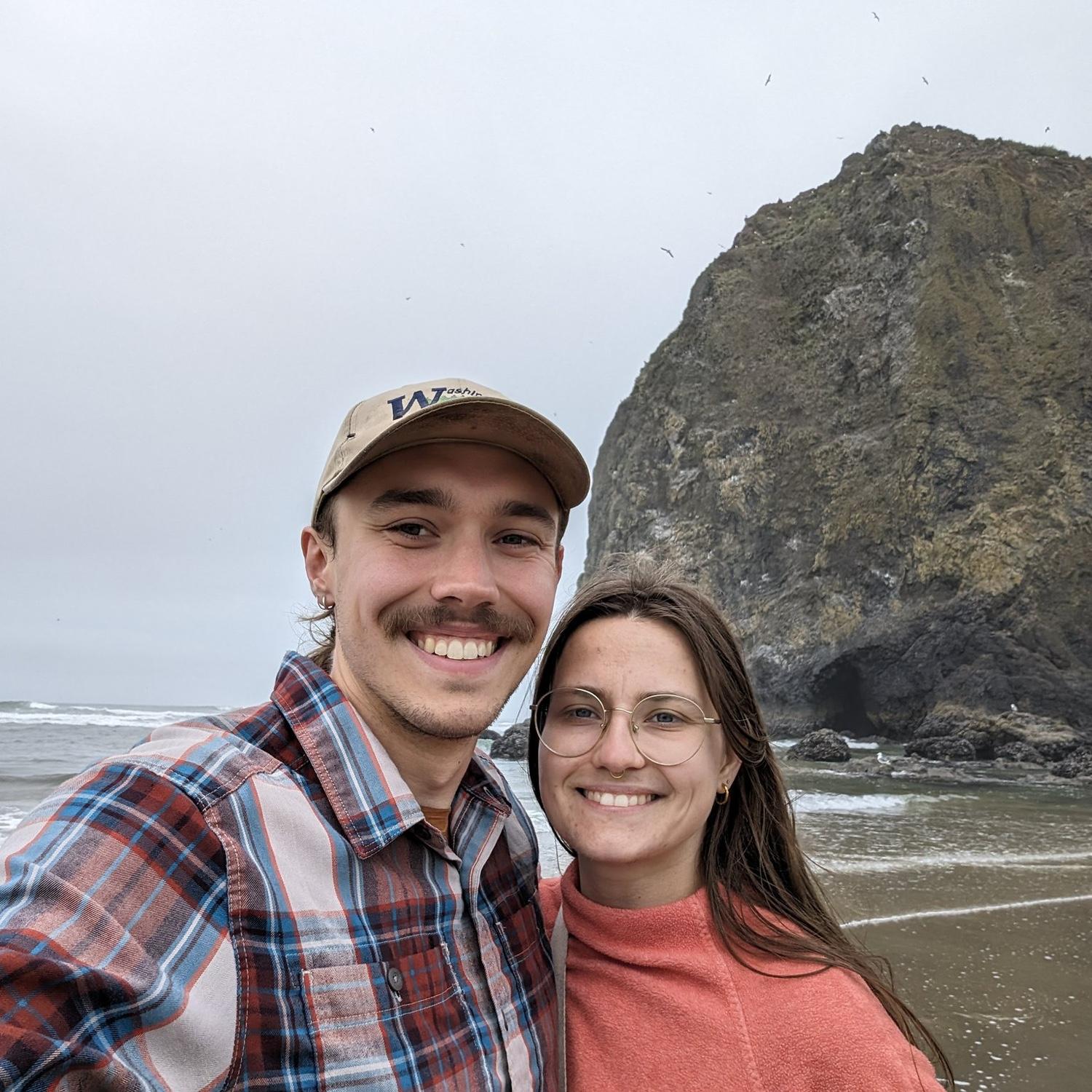 at Cannon Beach, OR on a trip to the coast