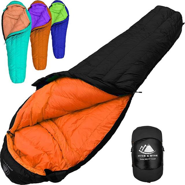Hyke & Byke Eolus 15 & 30 Degree F 800 Fill Power Hydrophobic Goose Down Sleeping Bag with ClusterLoft Base - Ultra Lightweight 3 Season Men’s and Women’s Mummy Bag Designed for Backpacking