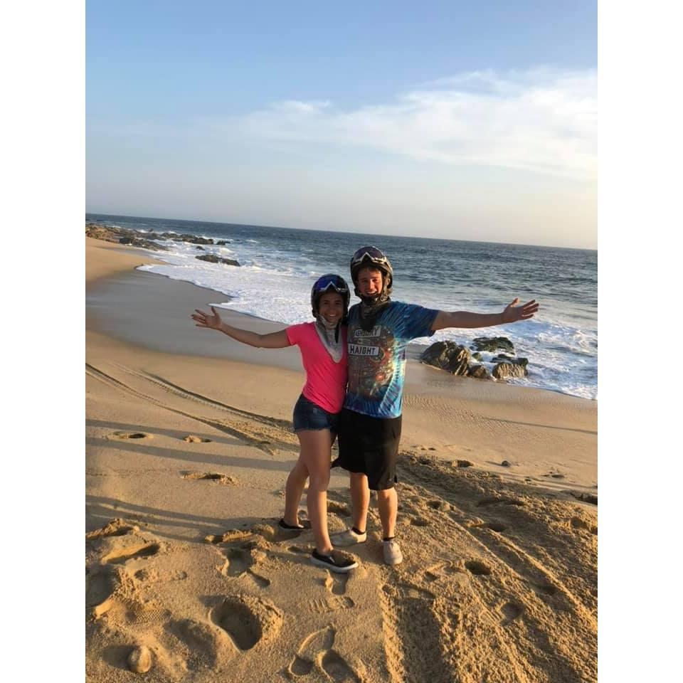 We rode a Polaris Razor on the beach in Cabo, Mexico. Tyler was having so much fun he forgot to let me drive. :)