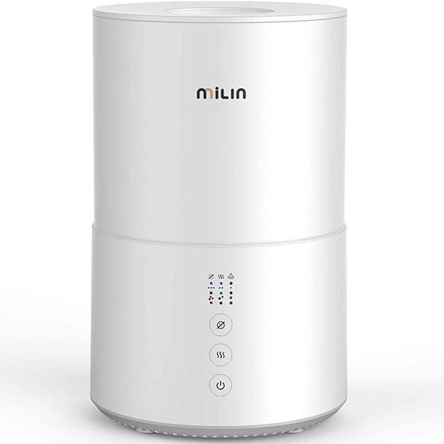 MiLin Humidifier, Germ Free Cool Mist Humidifier for Bedroom with Air Sterilization, Essential Oil Tray, Whisper-Quiet and Easy Clean 2L 20H Humidify