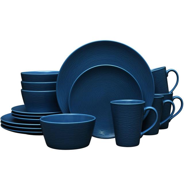 Noritake® Navy on Navy Swirl 16-Piece Coupe Dinnerware Set
