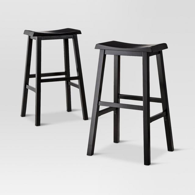 2pk 29" Trenton Saddle Seat Bar Stool Black - Threshold™
