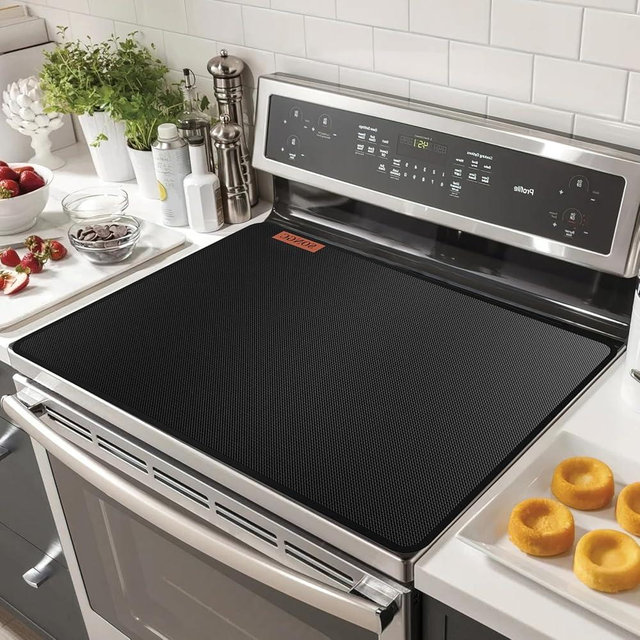 Stove Top Covers For Electric Stove Mat, Heat-Resistant Glass Surface Cover Fireproof Waterproof Oilproof 28.5 X 20 Inches Black