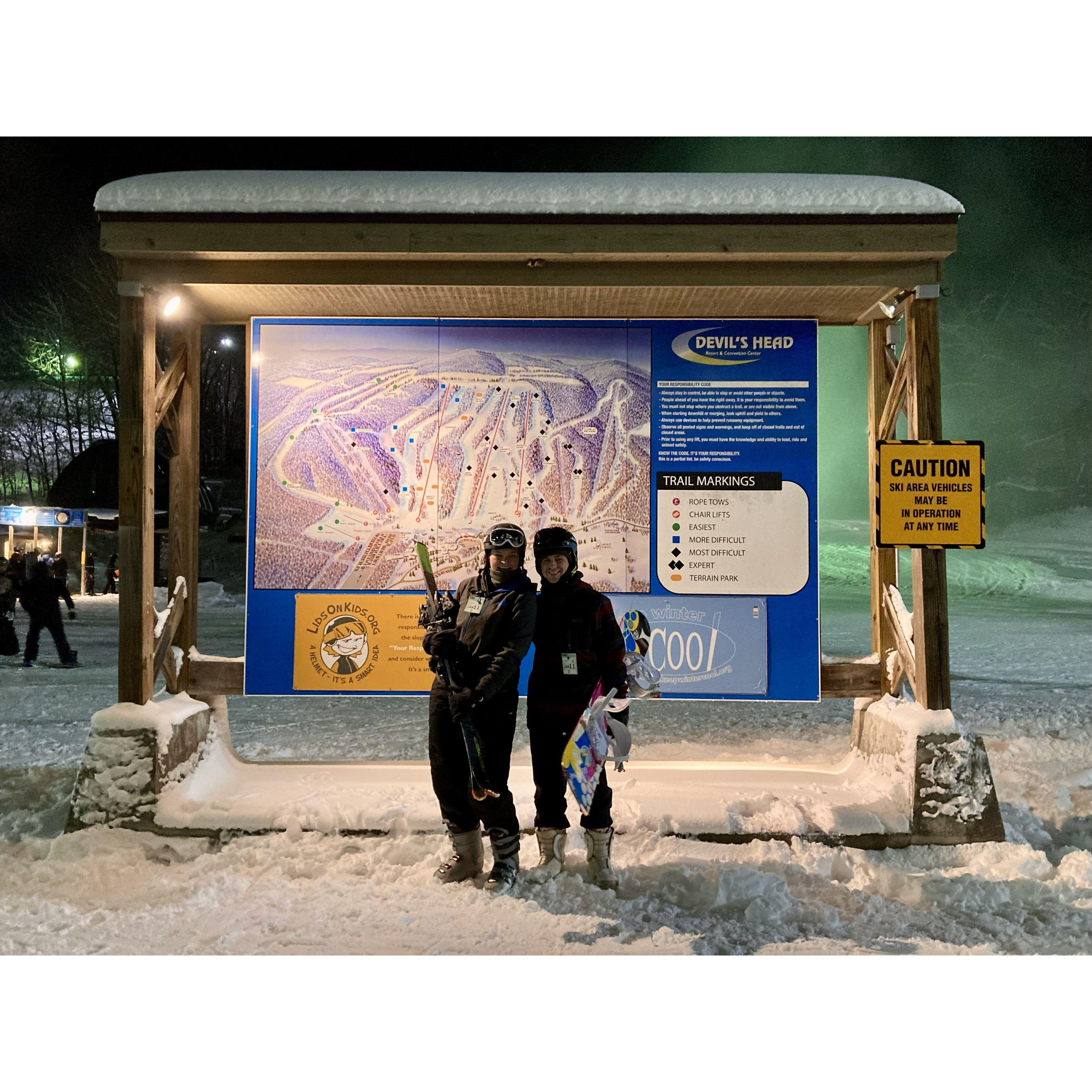 2024 - a trip to Devil's Head, where J kindly took up snowboarding as to not leave T behind while attempting to ski.