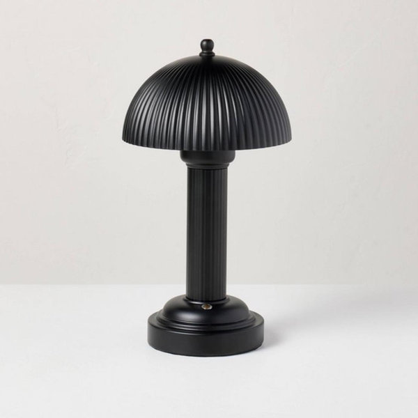 11.5" Fluted Metal Rechargeable Library Table Lamp (Includes LED Light Bulb) - Hearth & Hand™ with Magnolia