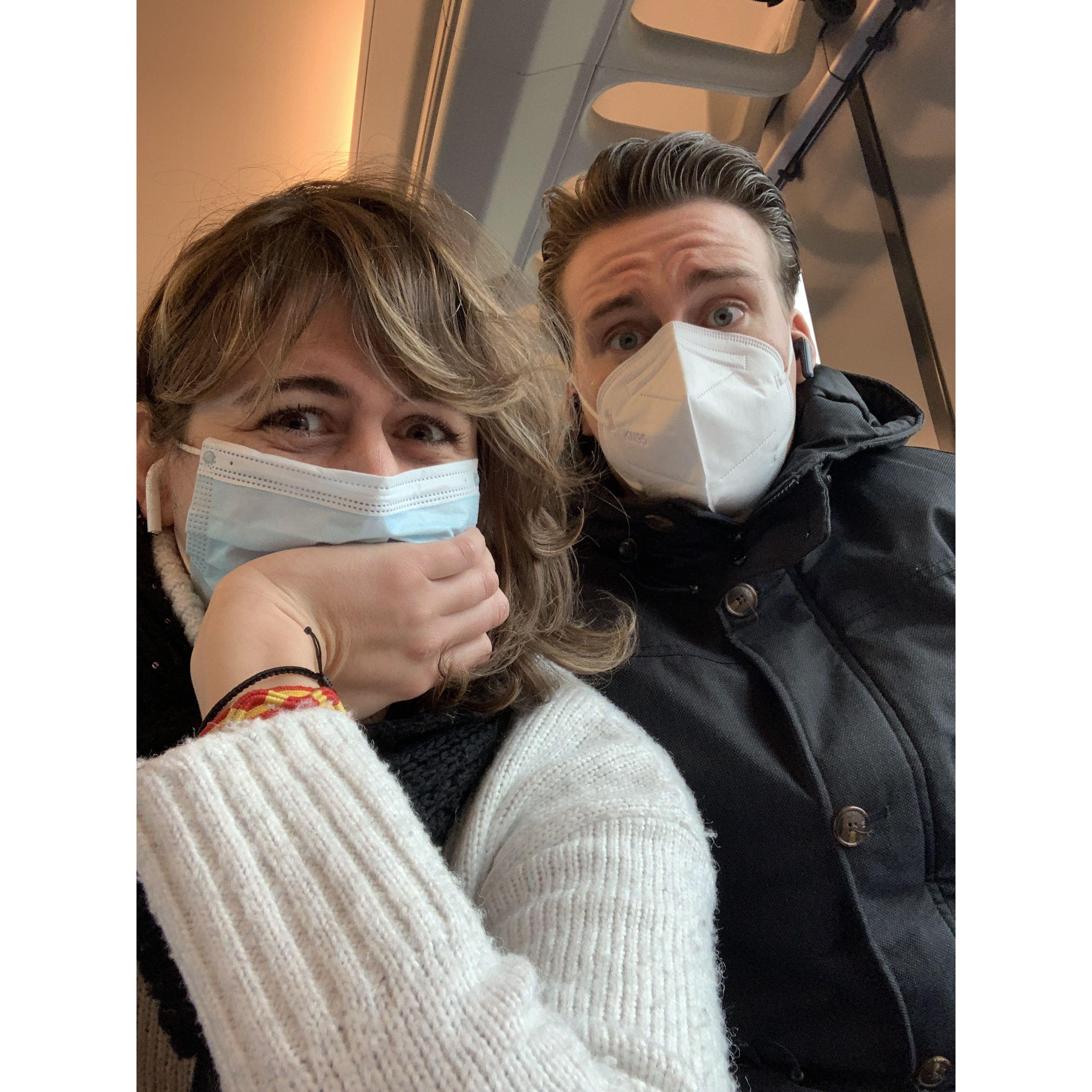 When the train is so cold that you pull out old Covid masks to warm your face