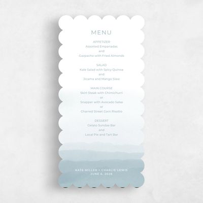 Blue Scalloped Wedding Menu - Waterfront