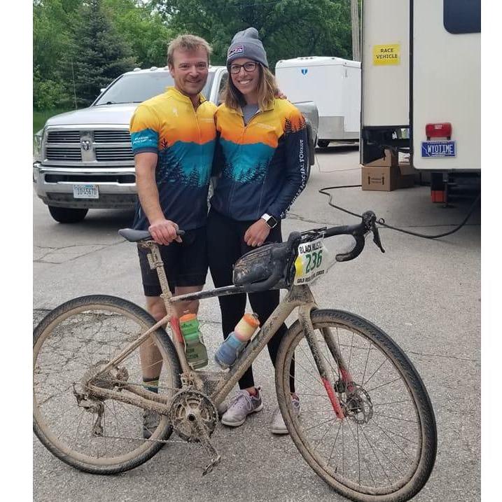 Cassie got Nick "kinda" into gravel biking. His first gravel race and it was freezing temps :)