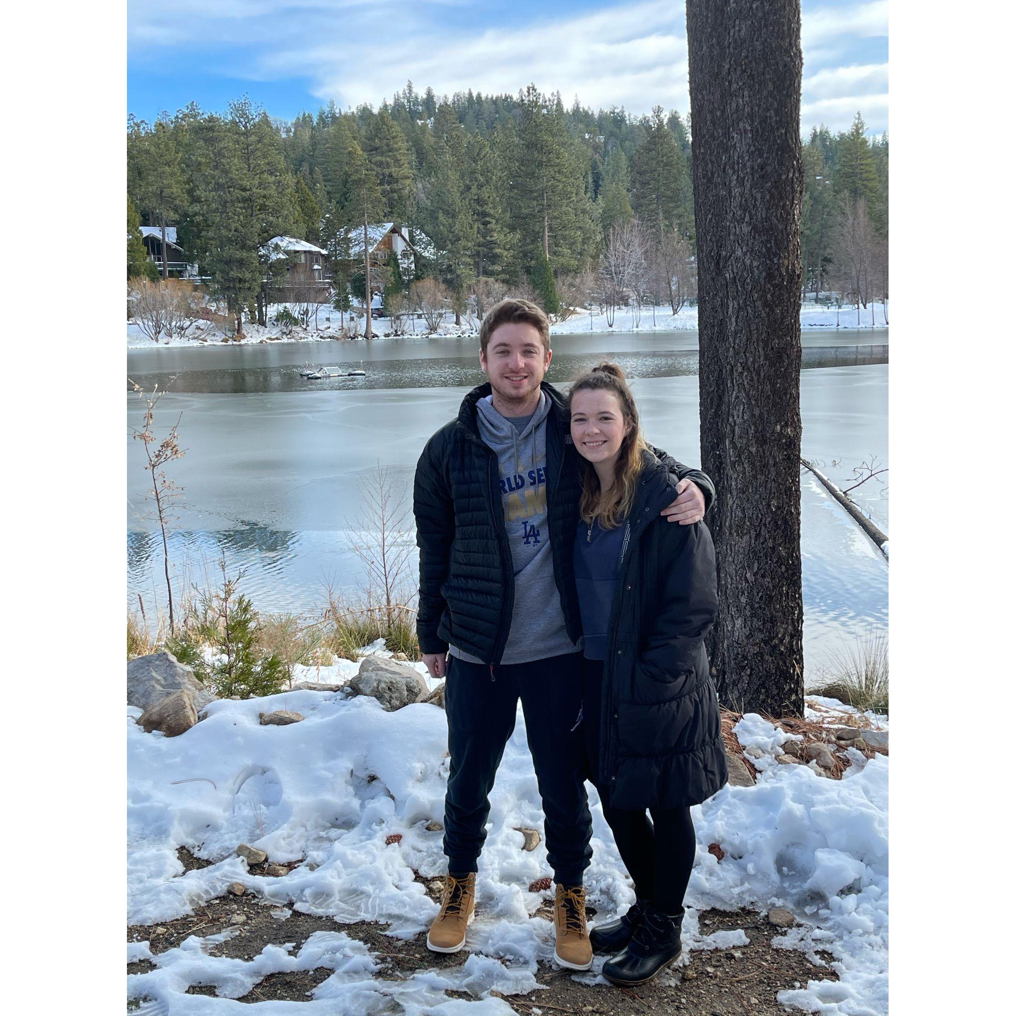 This was right before Justin started a snowball fight that he lost!
