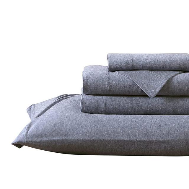 Brielle Home Tencel Modal – 100% Modal, Beech Tree Fiber – T-Shirt Jersey Knit – Cooling, Breathable, Wrinkle Resistant – Sheet Set, Heather Blue, Queen