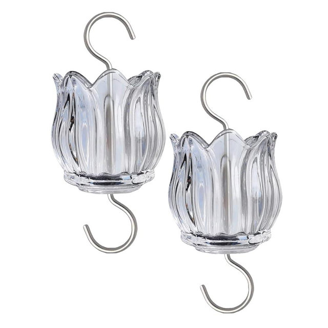 Glass Ant Moat for Hummingbird Feeder - 2PC x 3 OZ Clear Tulip Insect Guard with Large Capacity