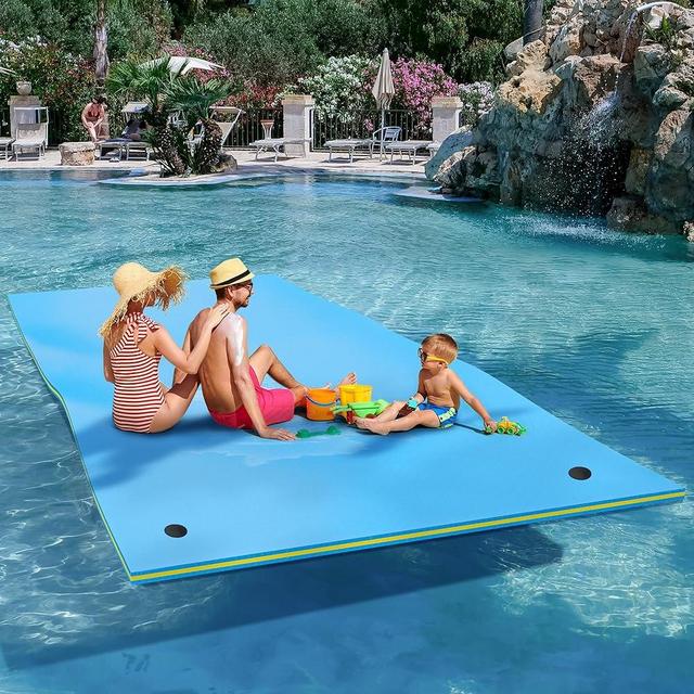 YITAHOME 12' X 6' Lily Pad Floating Mat Water Mat Inflatable Rafts Lily Pad Pools Beach, XPE Floating Island for Kid Adults