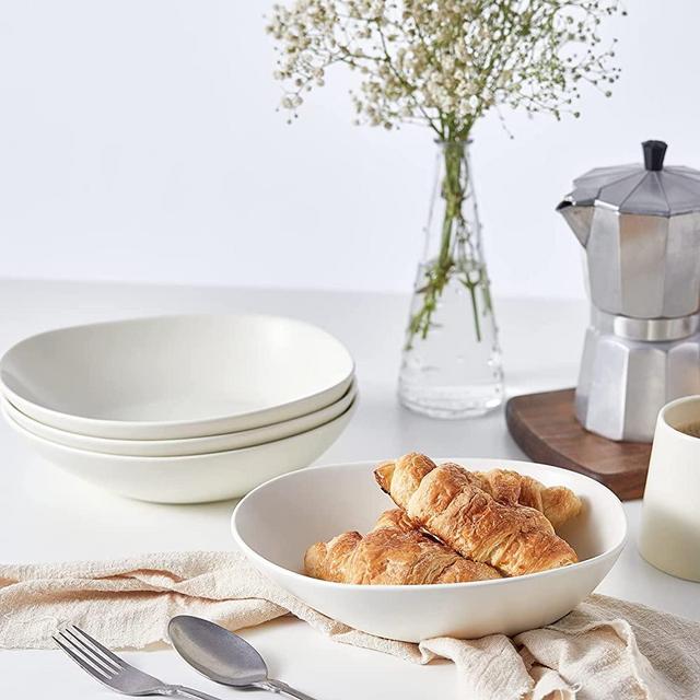 Stone Lain Delilah 8-inch Bowl 6-Piece Dish Set, Porcelain, Cream