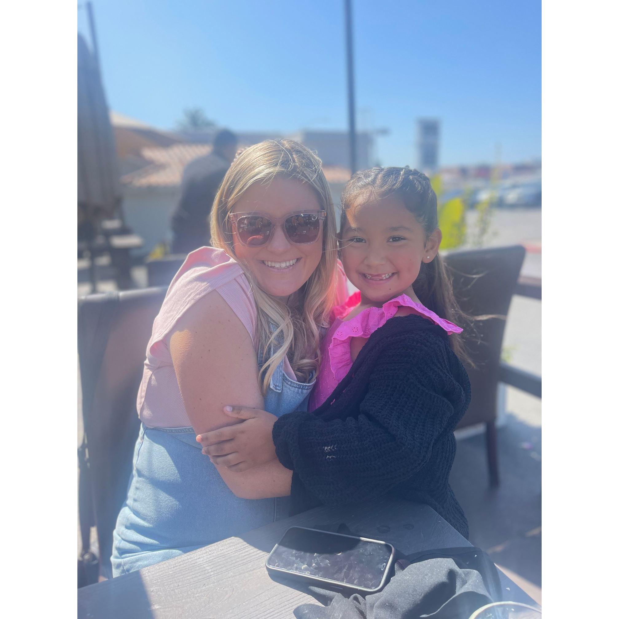 Brittany and Eastyn (flower girl) celebrating Caitlin's engagement May 2022