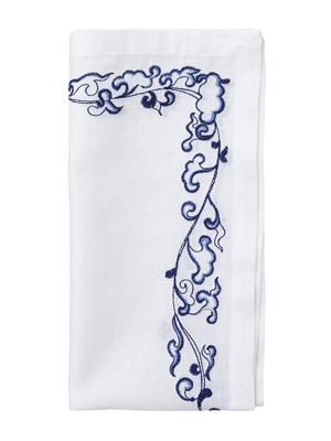 MING BORDER NAPKIN IN WHITE & NAVY