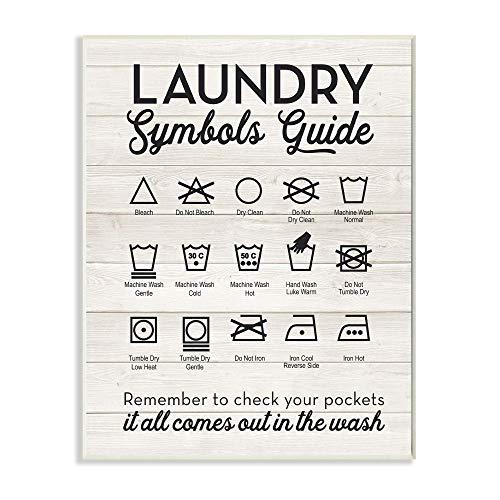 Stupell Industries Laundry Symbols Guide Typography Wall Plaque, 13 x 19, Design by Artist Lettered and Lined