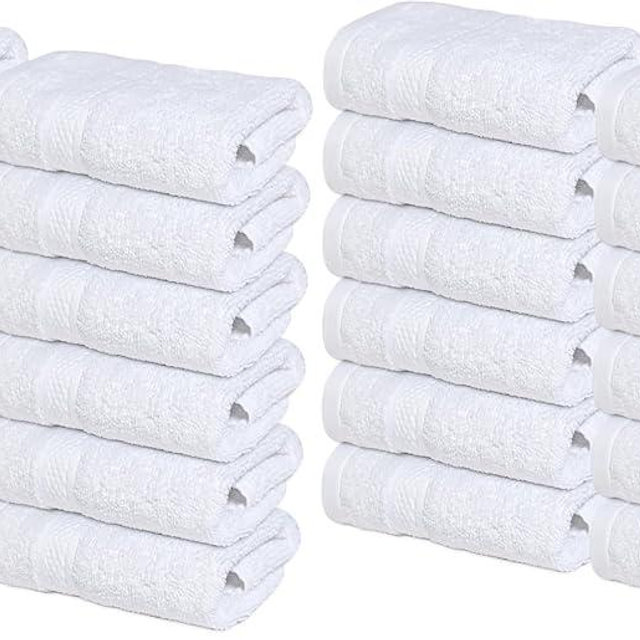 Infinitee Xclusives Luxury Wash Cloths for Showering [13x13] – 100% Cotton Washcloths [Pack of 24], Soft and Absorbent Face Towels for Bathroom Wash Clothes, Gym, and Spa (Brilliant White)