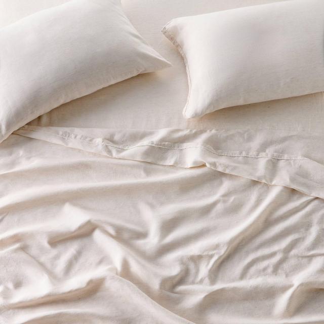 Queen 100% Linen Sheet Set Adobe Clay Micro Stripe - Casaluna™