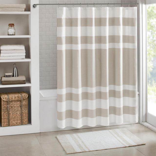 54"x78" Spa Waffle Shower Curtain with 3M Treatment Taupe