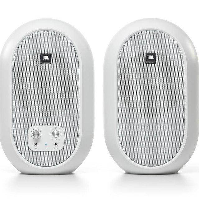 JBL Professional 1 Series 104-BT Compact Desktop Reference Monitors with Bluetooth, White, Sold as Pair, 4.5-inch Speaker
