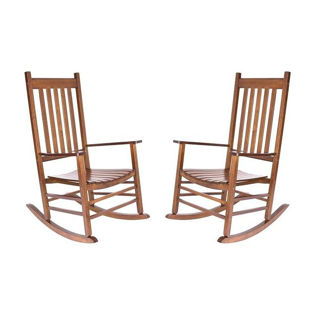 Shine Company Set of 2 Vermont Classic, Outdoor Rocker, Front Porch Rocking Chair, 2-Pack, Oak