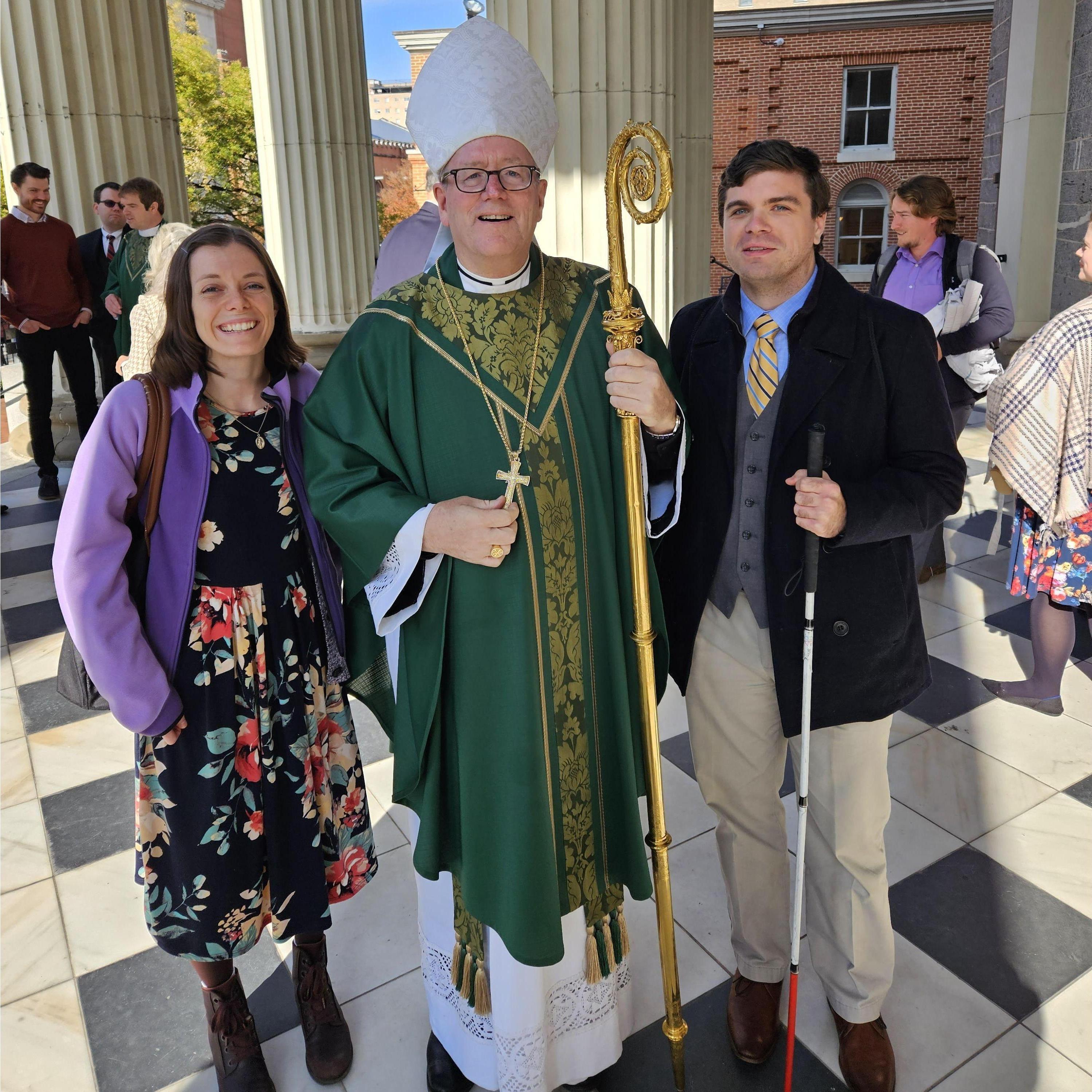 November 2023-
Peter told Bishop Barron that years ago, he served Mass with him while in seminary but that he had discerned out. Bp. Barron looked at Shannon and said, "I bet YOU'RE happy about that!"