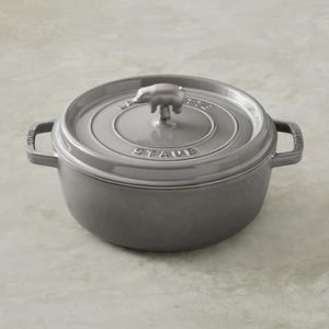 Staub Cast-Iron Round Wide Cocotte, 6-Qt., Graphite