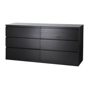 MALM 6-drawer dresser, black-brown