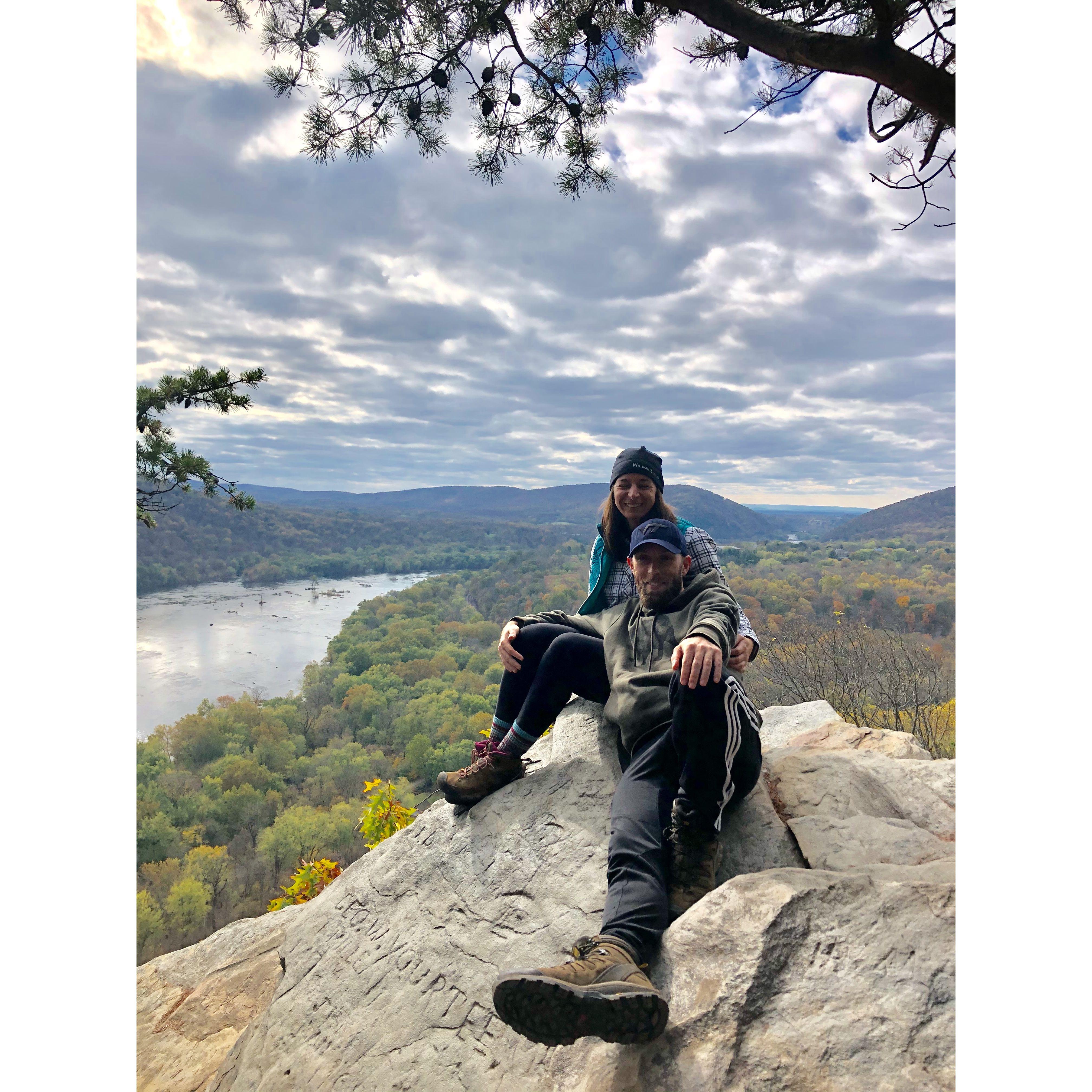 2020 hike to Weverton Cliffs overlook, where Blake would propose to Courtney years later.