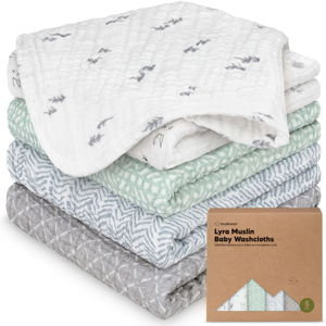 KeaBabies Lyra Muslin Baby Washcloths (Nordic)