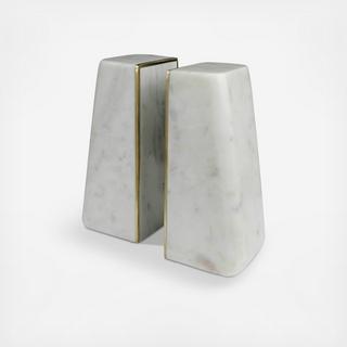 Cara Marble Bookend with Brass Edges