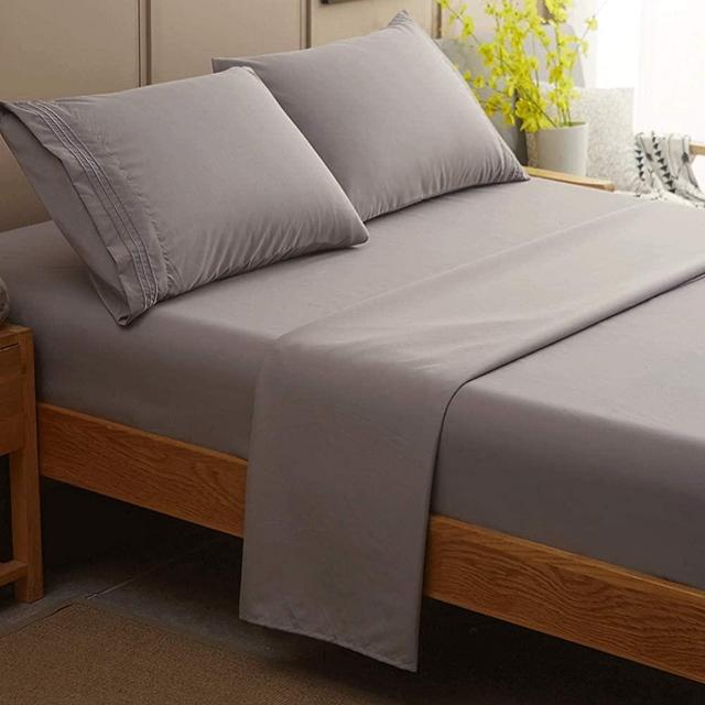 SONORO KATE Bed Sheet Set Super Soft Microfiber 1800 Thread Count Luxury Egyptian Sheets Fit 18 - 24 Inch Deep Pocket Mattress Wrinkle and Hypoallergenic-4 Piece (Grey, California King)