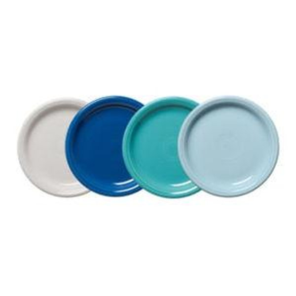 Mixed Coastal Blues Bistro Coupe 7 1/4 Inch Salad Plate, Set of 4