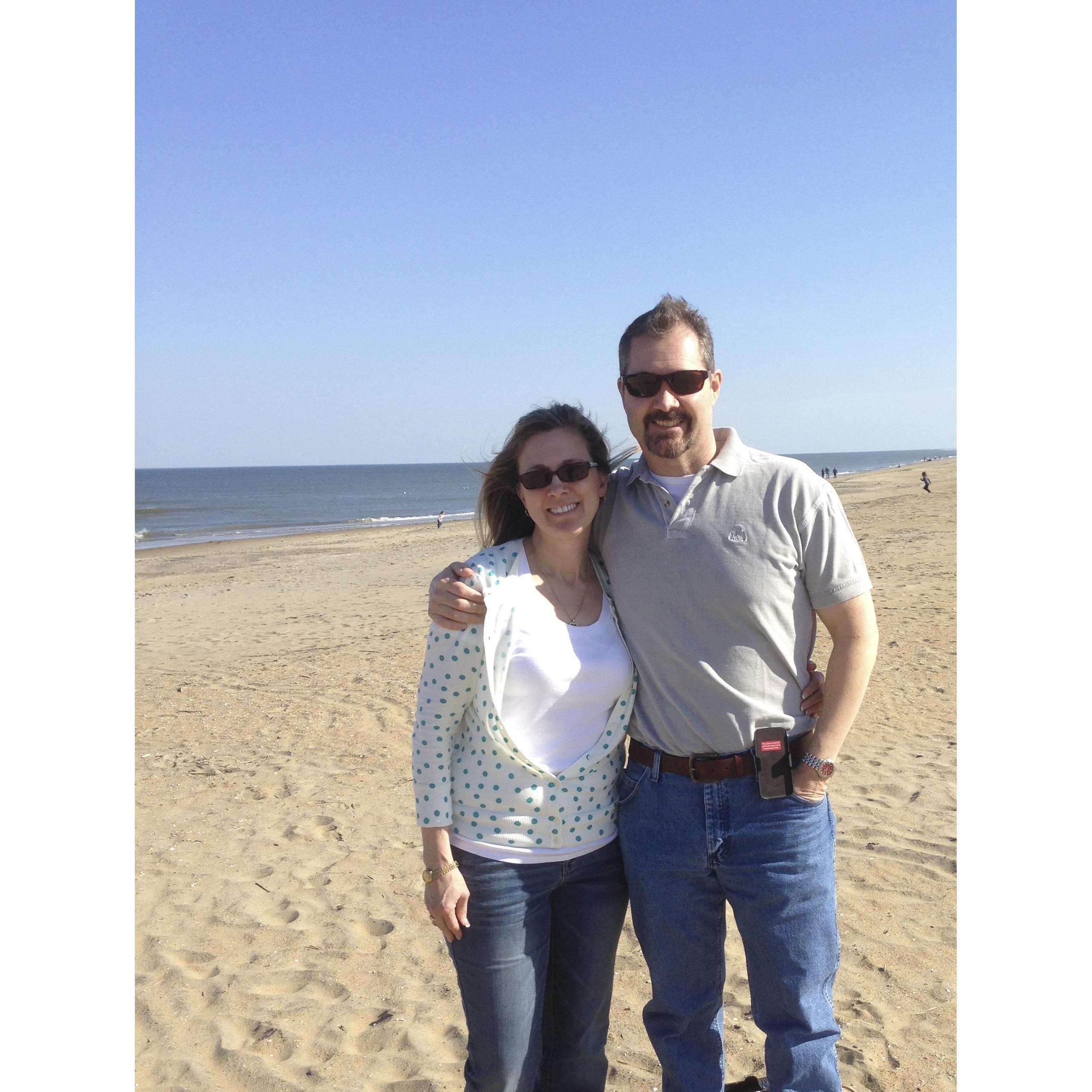 Visiting Virginia Beach during our first year together!