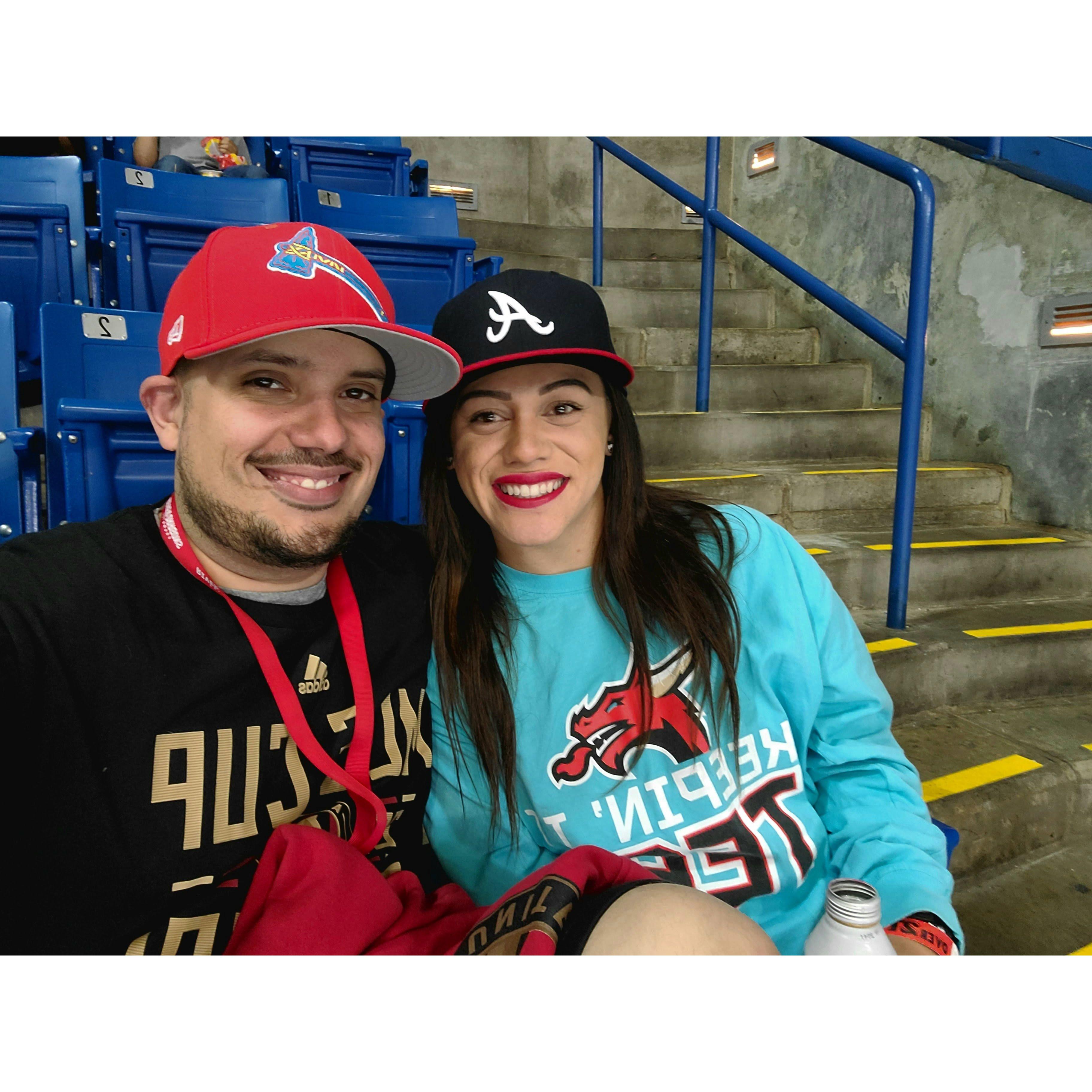 Our first ever game at the Columbus Riverdragons hockey!