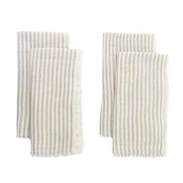 Striped Fringe Napkin (Set of 4)